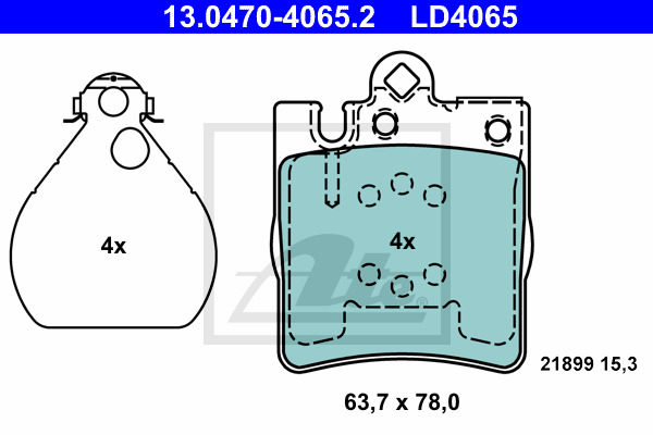 Klocki hamulcowe - komplet, ATE Ceramic 13.0470-4065.2 ATE