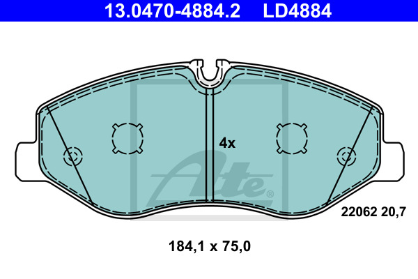 Klocki hamulcowe - komplet, ATE Ceramic 13.0470-4884.2 ATE