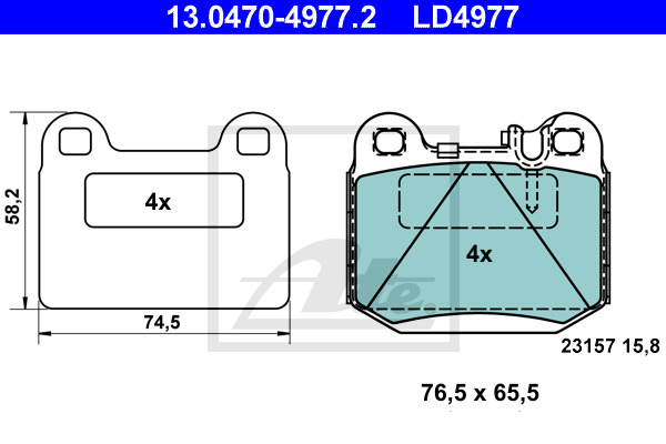 Klocki hamulcowe - komplet, ATE Ceramic 13.0470-4977.2 ATE
