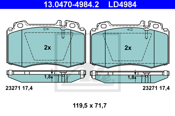 Klocki hamulcowe - komplet, ATE Ceramic 13.0470-4984.2 ATE