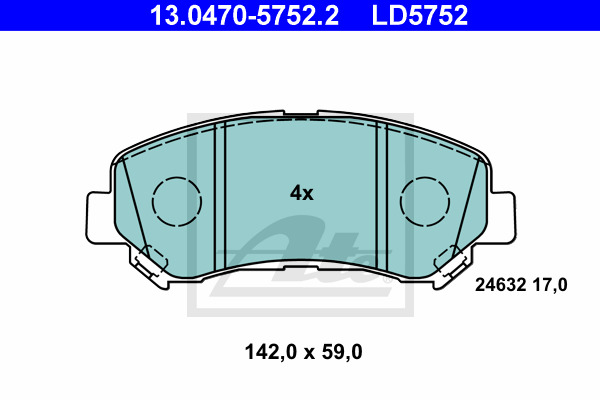 Klocki hamulcowe - komplet, ATE Ceramic 13.0470-5752.2 ATE