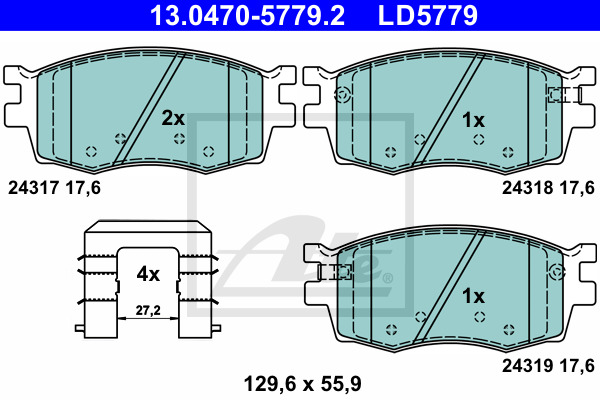 Klocki hamulcowe - komplet, ATE Ceramic 13.0470-5779.2 ATE