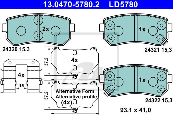 Klocki hamulcowe - komplet, ATE Ceramic 13.0470-5780.2 ATE