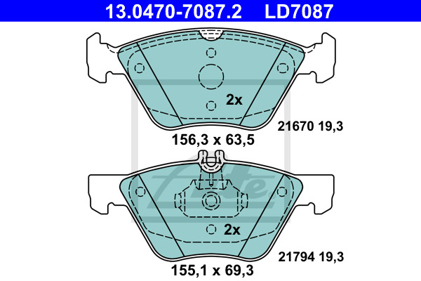 Klocki hamulcowe - komplet, ATE Ceramic 13.0470-7087.2 ATE