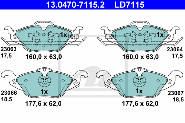 Klocki hamulcowe - komplet, ATE Ceramic 13.0470-7115.2 ATE