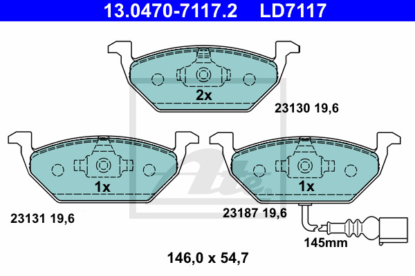 Klocki hamulcowe - komplet, ATE Ceramic 13.0470-7117.2 ATE