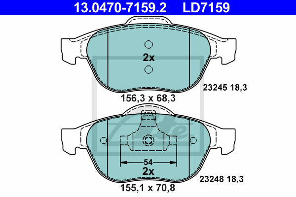 Klocki hamulcowe - komplet, ATE Ceramic 13.0470-7159.2 ATE