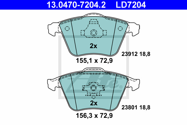 Klocki hamulcowe - komplet, ATE Ceramic 13.0470-7204.2 ATE