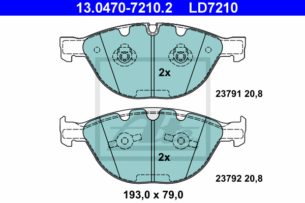 Klocki hamulcowe - komplet, ATE Ceramic 13.0470-7210.2 ATE