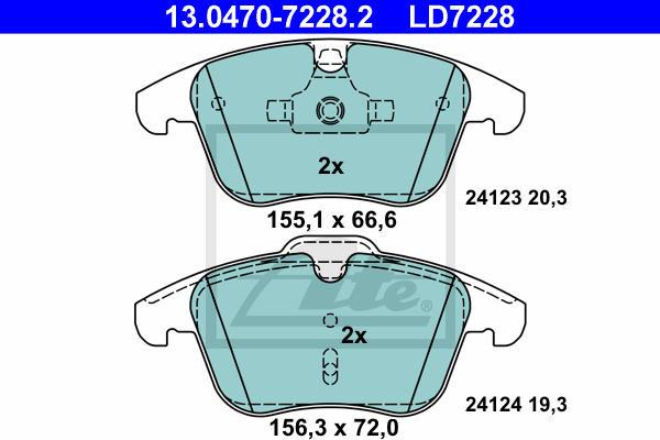 Klocki hamulcowe - komplet, ATE Ceramic 13.0470-7228.2 ATE