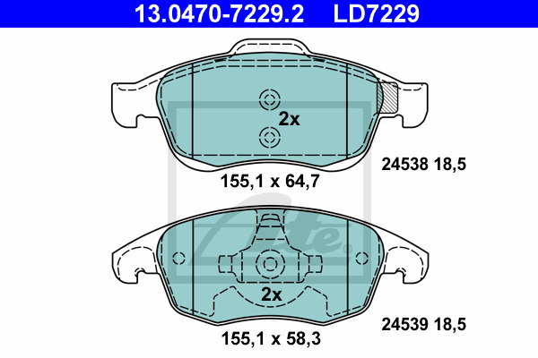 Klocki hamulcowe - komplet, ATE Ceramic 13.0470-7229.2 ATE