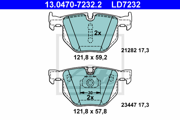 Klocki hamulcowe - komplet, ATE Ceramic 13.0470-7232.2 ATE