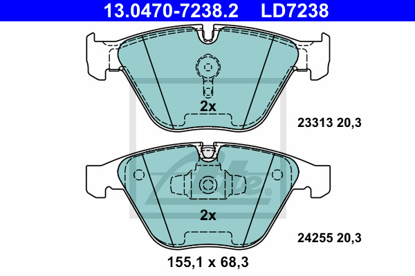 Klocki hamulcowe - komplet, ATE Ceramic 13.0470-7238.2 ATE
