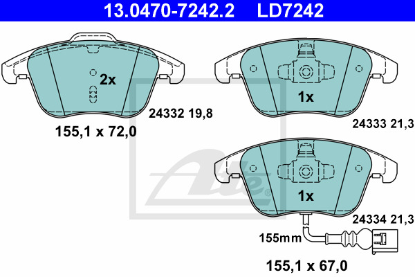 Klocki hamulcowe - komplet, ATE Ceramic 13.0470-7242.2 ATE