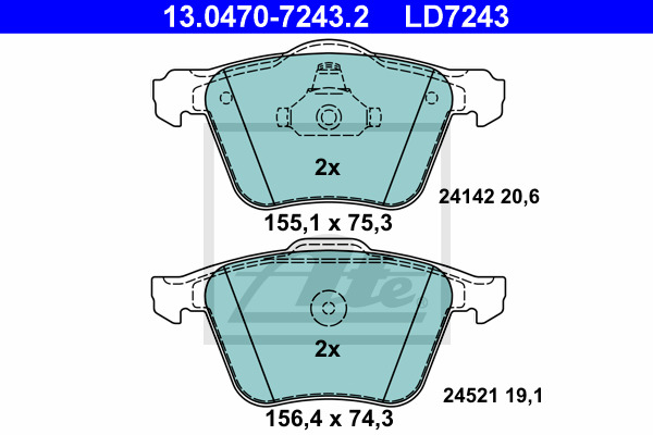 Klocki hamulcowe - komplet, ATE Ceramic 13.0470-7243.2 ATE
