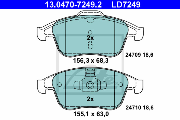 Klocki hamulcowe - komplet, ATE Ceramic 13.0470-7249.2 ATE
