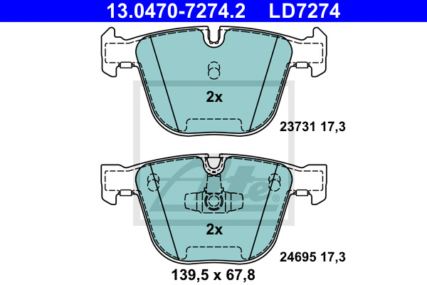 Klocki hamulcowe - komplet, ATE Ceramic 13.0470-7274.2 ATE
