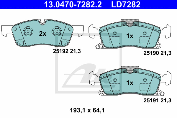 Klocki hamulcowe - komplet, ATE Ceramic 13.0470-7282.2 ATE