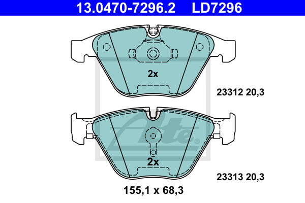 Klocki hamulcowe - komplet, ATE Ceramic 13.0470-7296.2 ATE