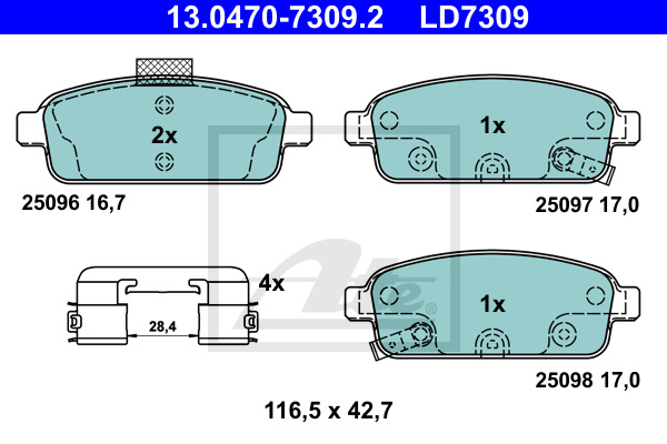 Klocki hamulcowe - komplet, ATE Ceramic 13.0470-7309.2 ATE