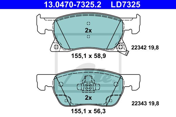 Klocki hamulcowe - komplet, ATE Ceramic 13.0470-7325.2 ATE