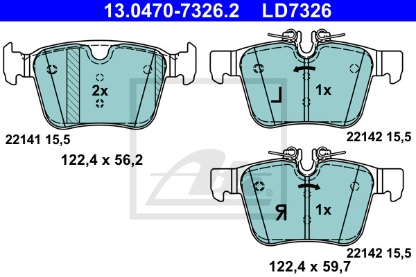 Klocki hamulcowe - komplet, ATE Ceramic 13.0470-7326.2 ATE