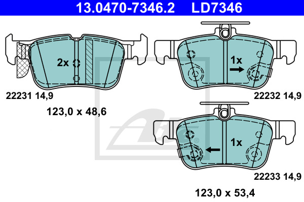Klocki hamulcowe - komplet, ATE Ceramic 13.0470-7346.2 ATE