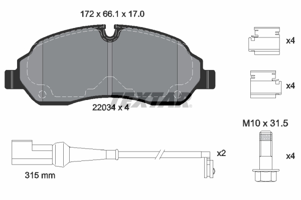 Klocki hamulcowe - komplet, Q+ 2203401 TEXTAR