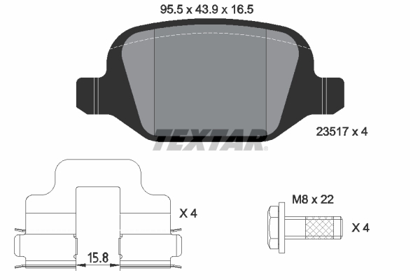 Klocki hamulcowe - komplet 2351703 TEXTAR