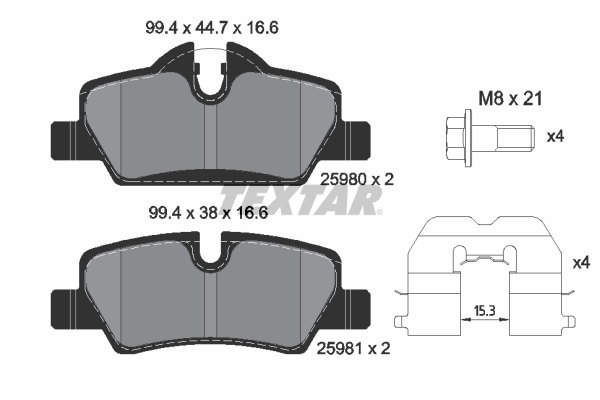 Klocki hamulcowe - komplet, Q+ 2598001 TEXTAR
