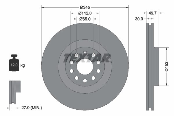TARCZA HAM. VW P. CC/EOS/GOLF/PASSAT/SCIROCCO 1,4-3,6 04-17 92120605 TEXTAR