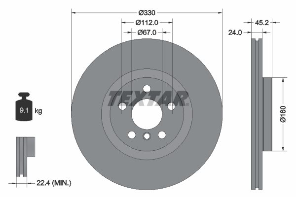 TARCZA HAM. BMW P. 1/2/X1/X2 1,5-2,0 14- 92274405 TEXTAR