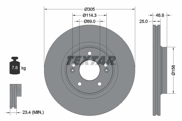 TARCZA HAM. HYUNDAI P. KONA/I30/TUCSON 1,0-2,0 15- 92292205 TEXTAR