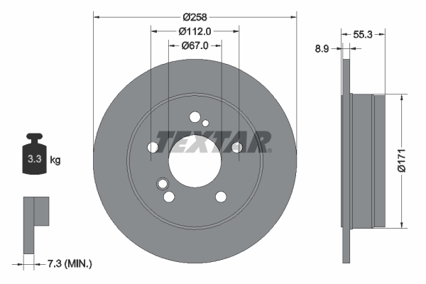 Tarcza hamulcowa, PRO 92032003 TEXTAR