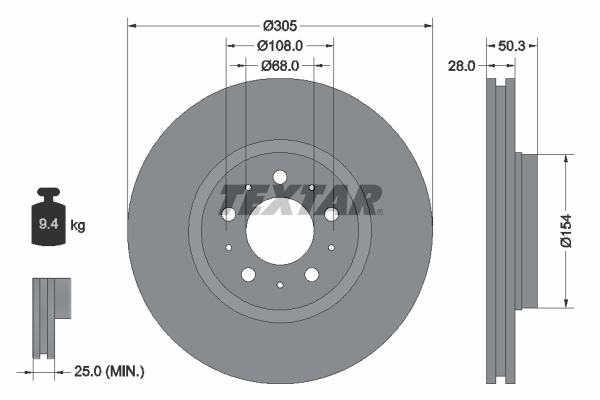 Tarcza hamulcowa, PRO 92100603 TEXTAR