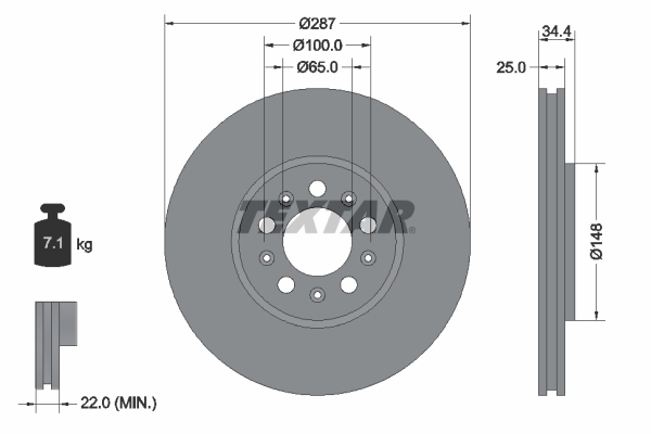 Tarcza hamulcowa, PRO 92106603 TEXTAR