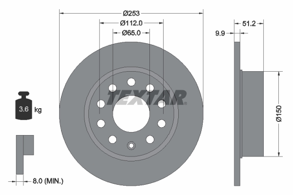 Tarcza hamulcowa, PRO 92120903 TEXTAR