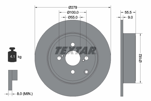 Tarcza hamulcowa, PRO 92126303 TEXTAR