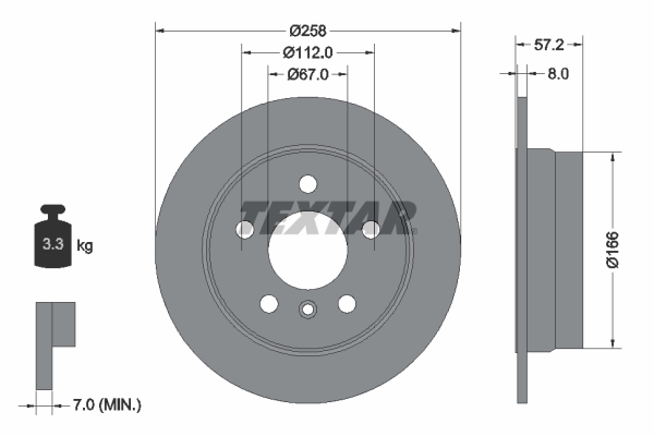 Tarcza hamulcowa, PRO 92132103 TEXTAR