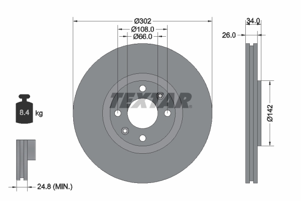 Tarcza hamulcowa, PRO 92133203 TEXTAR