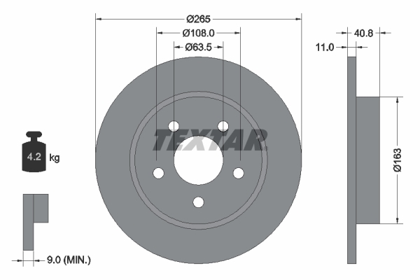 Tarcza hamulcowa, PRO 92133703 TEXTAR