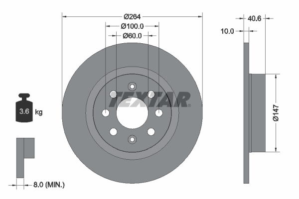 Tarcza hamulcowa, PRO 92145903 TEXTAR