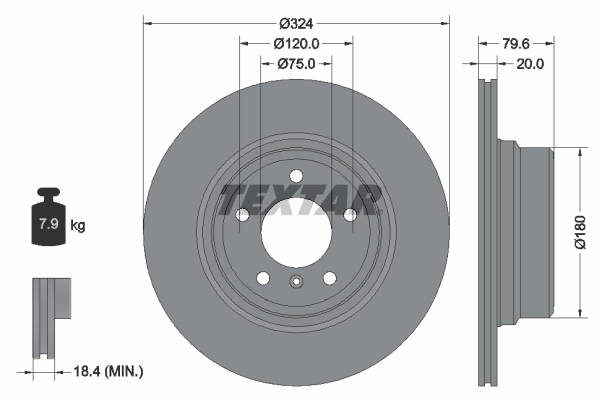 Tarcza hamulcowa, PRO 92146303 TEXTAR