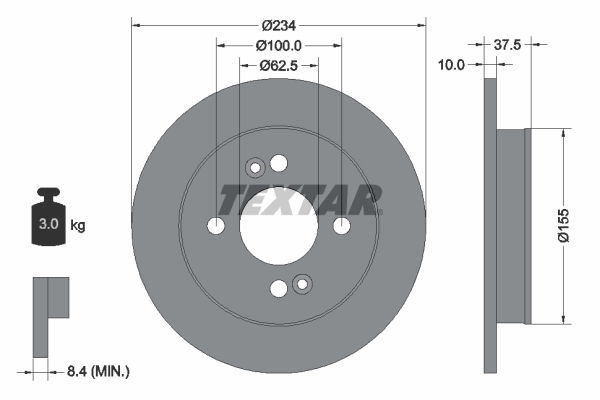 Tarcza hamulcowa, PRO 92147203 TEXTAR