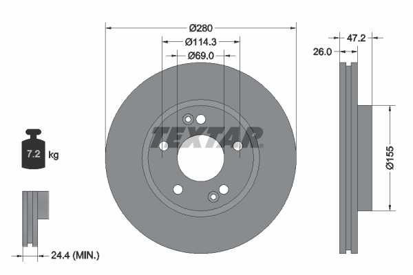 Tarcza hamulcowa, PRO 92161603 TEXTAR