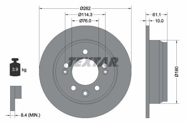 Tarcza hamulcowa, PRO 92161703 TEXTAR