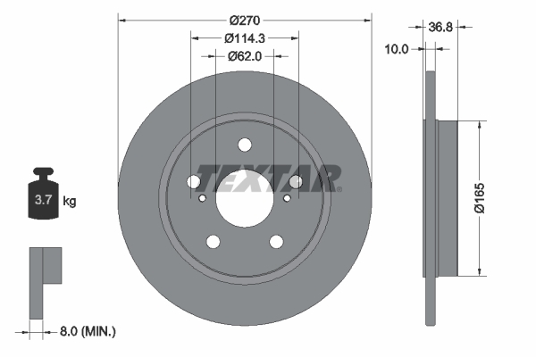 Tarcza hamulcowa, PRO 92164003 TEXTAR