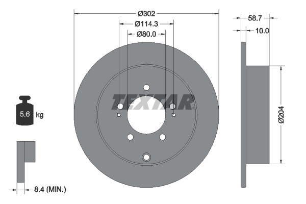 Tarcza hamulcowa, PRO 92167003 TEXTAR