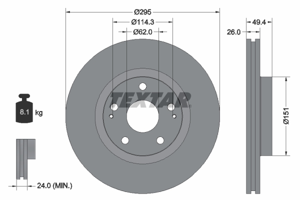 Tarcza hamulcowa, PRO 92168003 TEXTAR