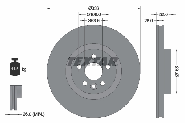 Tarcza hamulcowa, PRO 92168203 TEXTAR